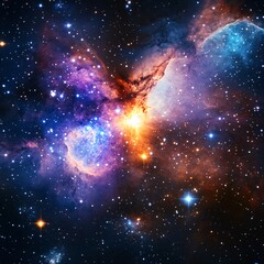 Vibrant Nebula Cosmic Cloudscape: Stellar Explosion in Space