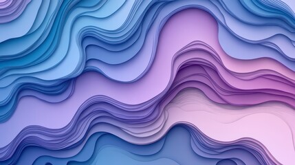 Abstract Layered Papercut Design Purple Blue Wave Background Fluid Gradient Texture