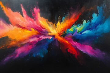 Fototapeta premium Large explosion creates a vibrant orange cloud of dust and debris in dark surroundings at night
