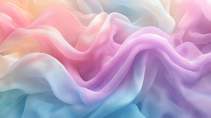 Obraz premium Pastel Rainbow Ombre Chiffon Fabric Texture Soft Draped and Elegant Textile Background