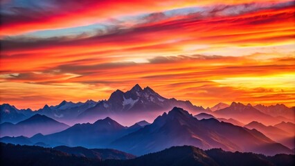 Obraz premium A stunning mountain range at sunrise with hues of pink and orange, atmosphere, colors, mountain ranges