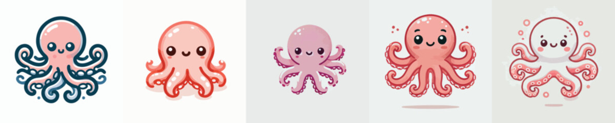 set of cute octopus vectors