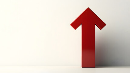Bold red arrow pointing upward, symbolizing growth and progress in minimalist setting. This striking design captures attention and conveys sense of direction and ambition