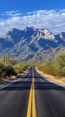 Fototapeta premium Desert Highway Journey Majestic Mountains Scenic Route