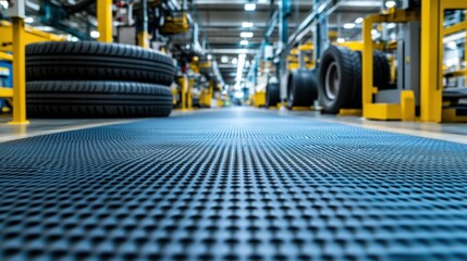 Naklejka premium Industrial Tire Factory Conveyor Belt