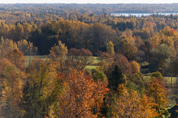 Fototapeta premium View of the beauty autumn landscape of Latvia from the top of Brežģis Hill