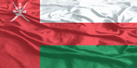 Oman Flag Waving Close Up