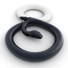 Cohesive black and white snake forming an infinity symbol.