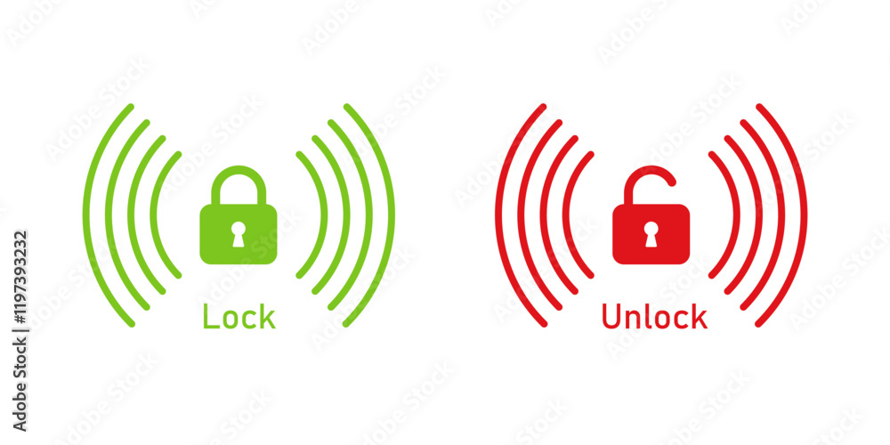 Aufkleber Lock and Unlock symbol. The padlock shows protect and unprotected status. Cybersecurity and data protection technology. Icon element for app and web. Vector illustration.