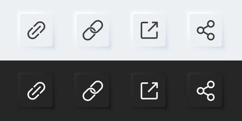 Link button user interface. share link, and external link symbol. 3D icon in trendy neumorphic style for apps and websites. UI UX elements. Vector illustration.