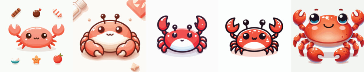 vector set of cute crabs