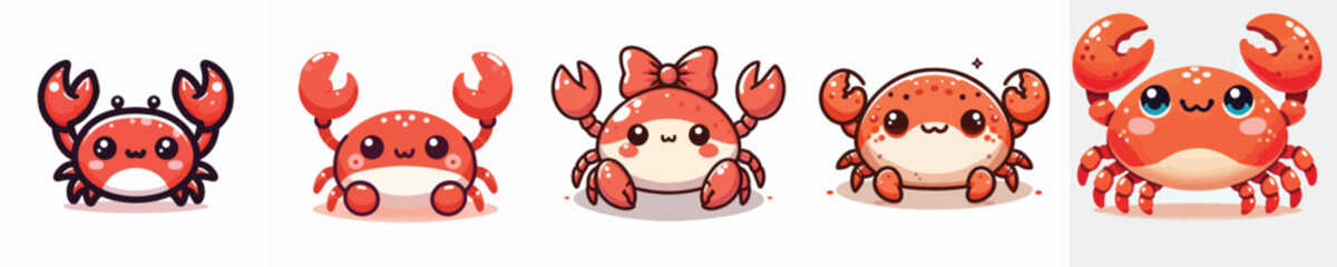 vector set of cute crabs