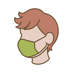 Medical Mask Icon worn by person with brown hair