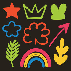 set of colorful elements