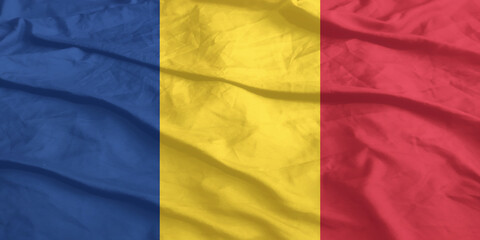 Fototapeta premium Romania Flag Waving Close Up