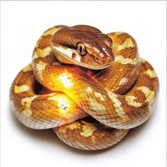 Obraz premium Coiled snake with intricate patterns and warm colors.