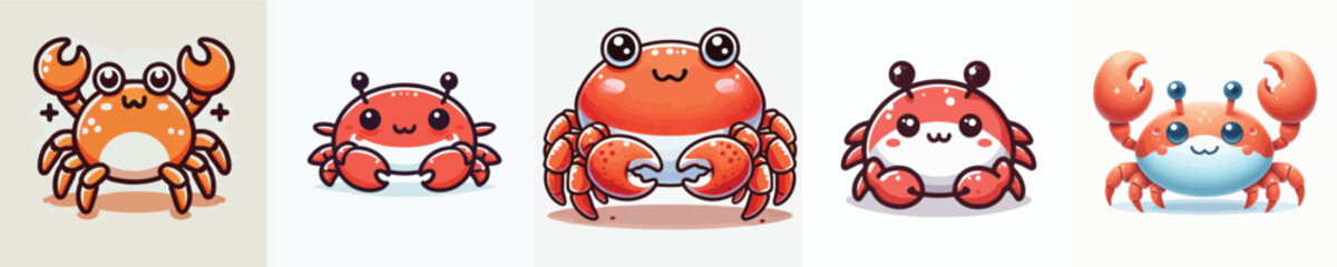 vector set of cute crabs
