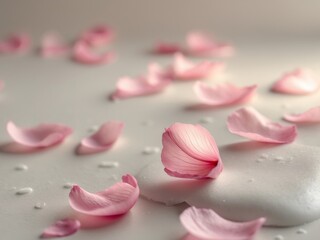 Delicate Pink Flower Petals Covering Surface with Soft Texture and Elegant Appearance