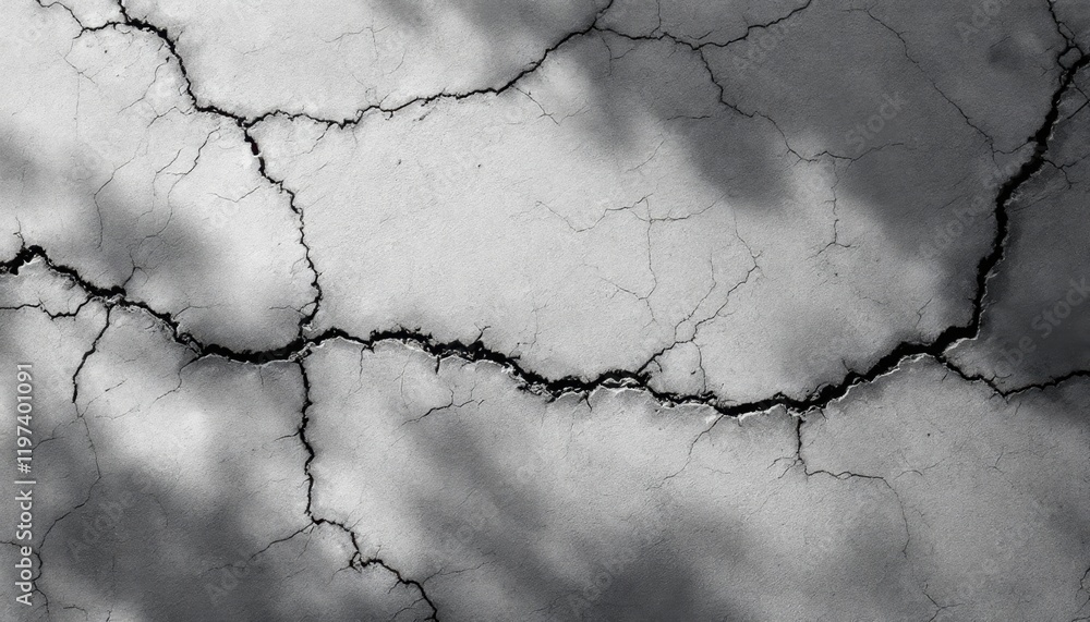 Aufkleber cracked concrete surface with shadows creating abstract patterns