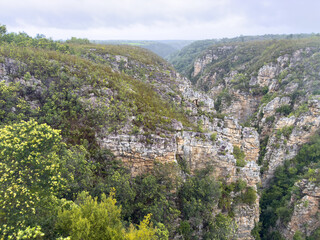 Rocky landscape near Bloukrans Bridge, South Africa Garden Route.