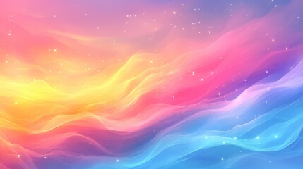 Dreamy Pastel Wave Background Abstract Colorful Swirls Soft Hues and Glimmering Lights