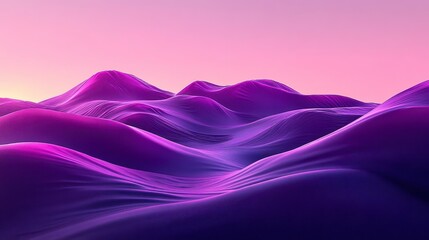 Obraz premium Abstract Purple Landscape Serene Wavy Hills at Sunset Digital Art Background