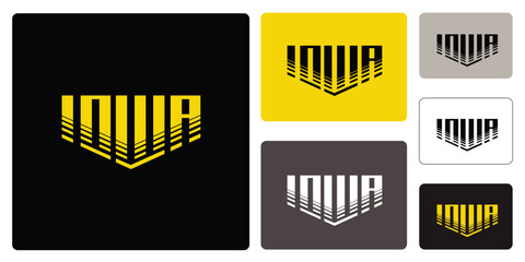 Vector Iowa sports and athletic design. Editable college apparel or t-shirt artwork