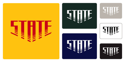 Vector State sports and athletic design. Editable college apparel or t-shirt artwork