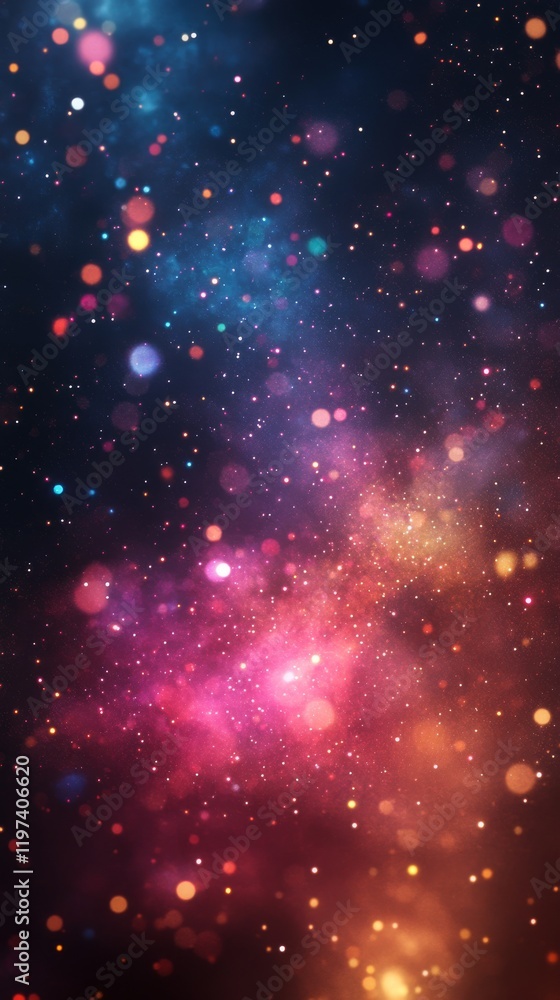 Poster colorful abstract burst of lights creating a dynamic and vibrant visual effect in a dark background