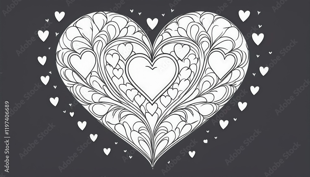 Poster colorful heart design symbolizing unity and great love with intricate details and smaller hearts sur