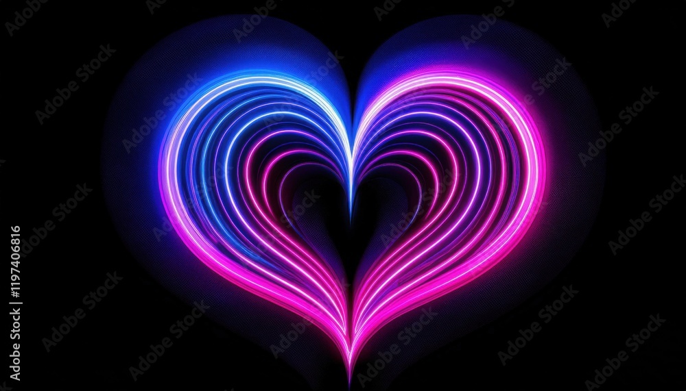 Aufkleber heart symbol formed with vibrant blue and pink light waves representing unity and connection between