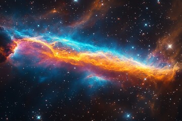 Fototapeta premium Cosmic nebula with vivid colors showcases the beauty of deep space and stellar formation
