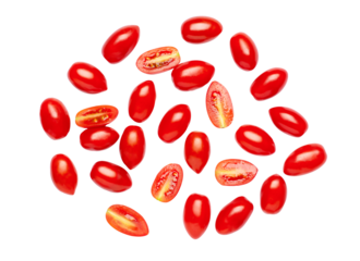 red cherry tomatoes isolated on white