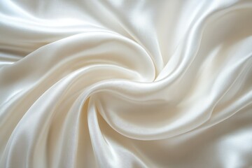Closeup of beautiful white satin fabric with gentle waves