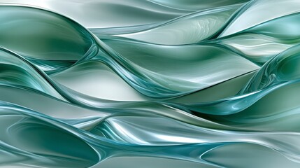 Abstract Teal and Silver Liquid Flowing Waves Swirling Design Digital Art Background Texture