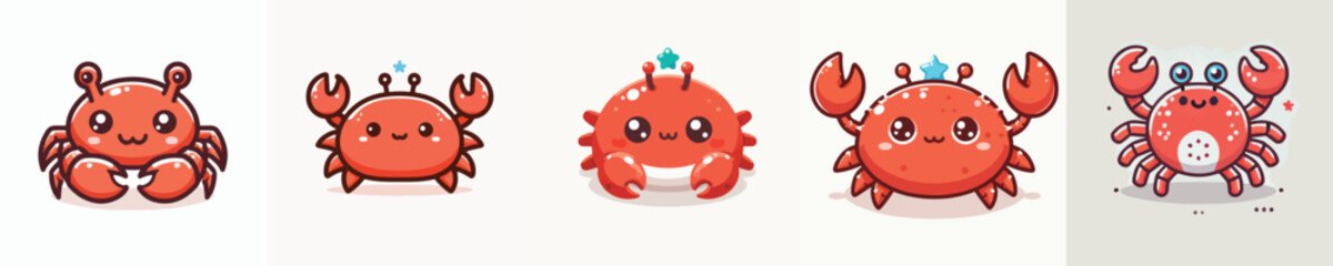 vector set of cute crabs