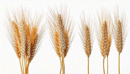 Fototapeta premium Wheat ears or heads set isolated on white background.
