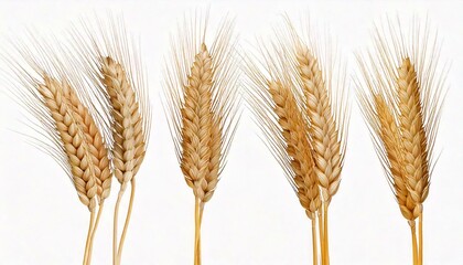 Fototapeta premium Wheat ears or heads set isolated on white background.