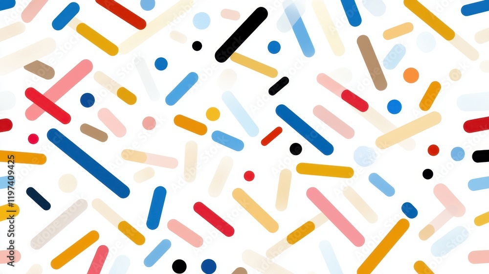 Aufkleber abstract minimalist pattern of colorful shapes on a dusty white background