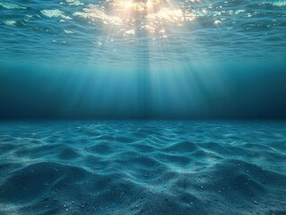 Underwater sunlight rays illuminating ocean floor marine environment photography tranquil seascape