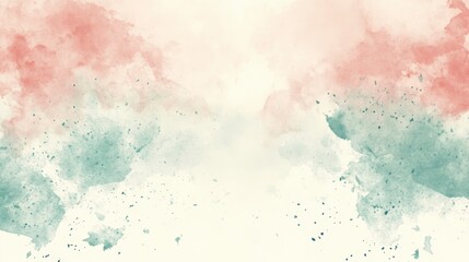 Fototapeta premium Abstract Watercolor Background Soft Peach Teal and Beige Splashes