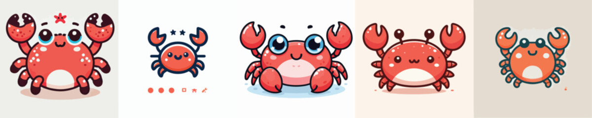 vector set of cute crabs