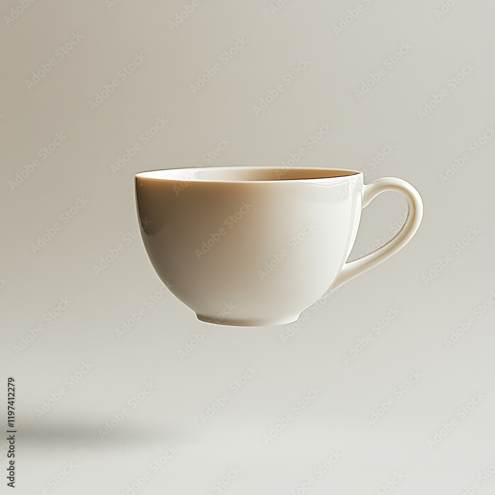 Poster modern photoshoot of floating cup showcasing its elegant design and smooth finish. minimalist backgr