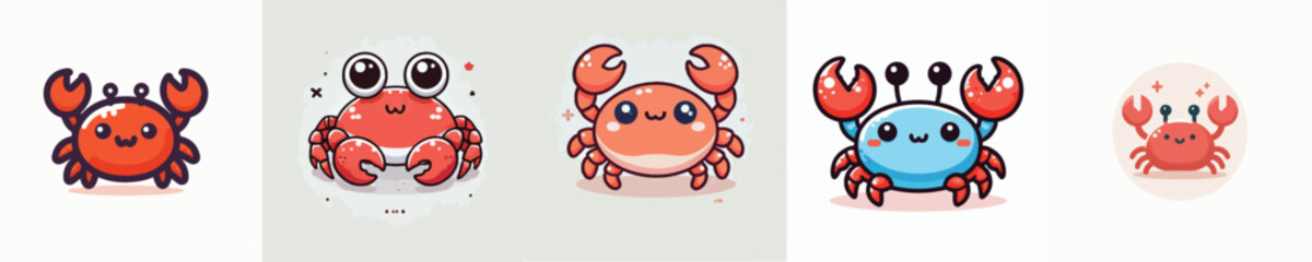 vector set of cute crabs