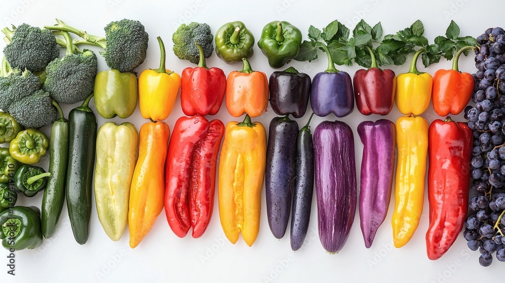 Aufkleber isolated on white background a variety of bell peppers positioned side by side emphasizing diversity