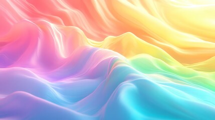 Obraz premium Abstract Pastel Rainbow Waves Soft Colorful Swirls Dreamy Background Texture