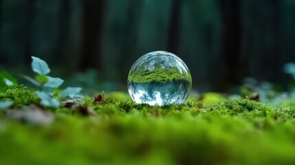 Enchanted Forest Reflection in a Glass Sphere