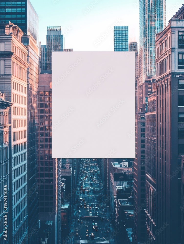 Aufkleber Vertical urban cityscape view with empty copy space for text on a sunny day. Generative AI