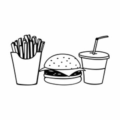 Minimalist Fast Food Line Art: Perfect for Branding and Digital Design.