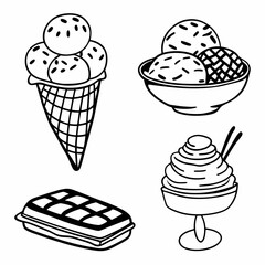 Minimalist Ice Cream Line Art Icons for Branding and Digital Design.